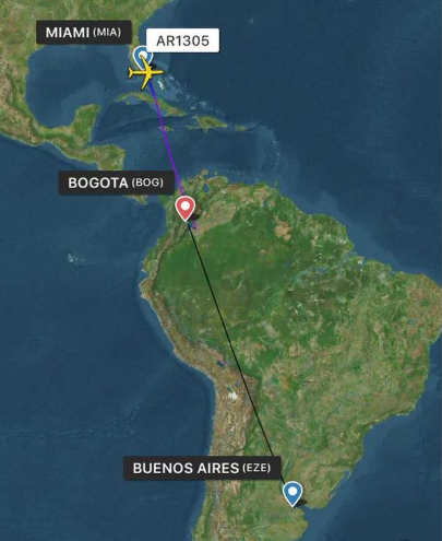 trayecto aerolineas arg