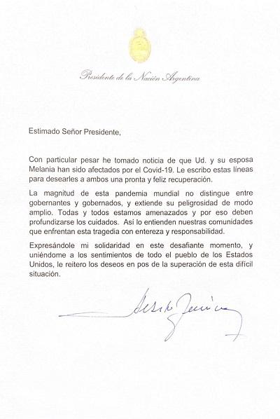 Presidente Alberto Fernandez A Trump