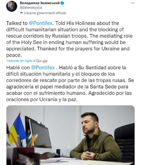 conversación Papa y Zelenski