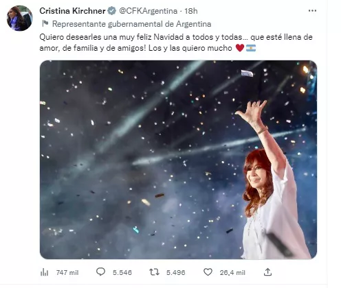 cristina mensaje de navidad