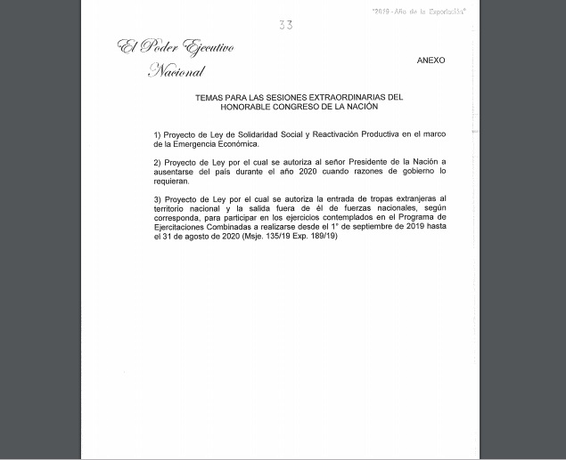 Sesiones extraordinarias Decreto 33 2