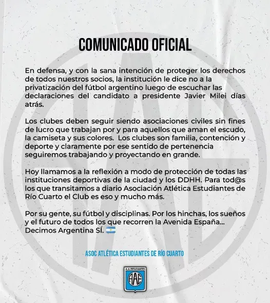 comunicado de estudiantes de río cuarto