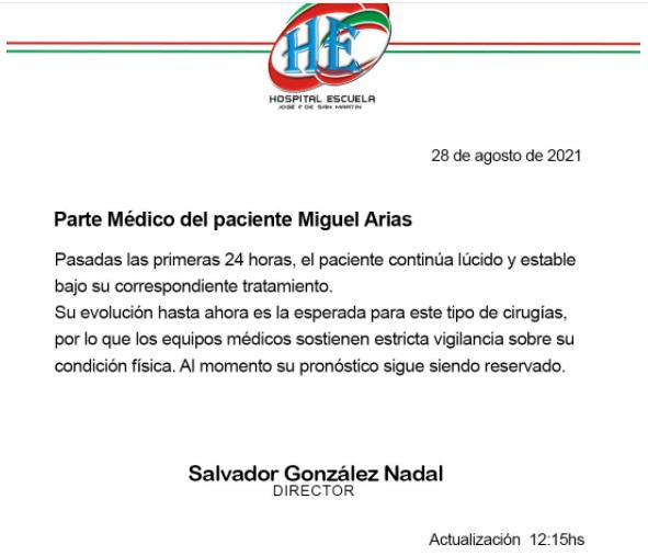 Parte Medico Miguel Arias