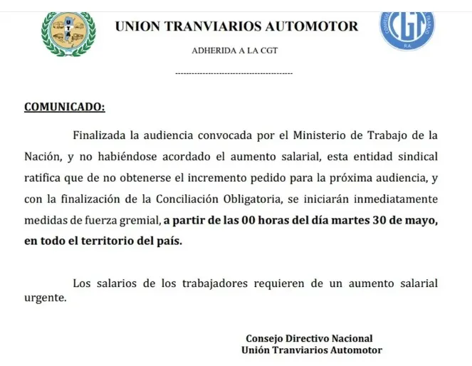 comunicado uta