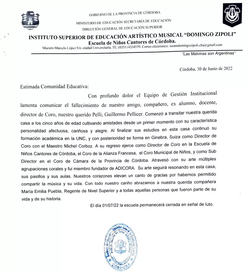 comunicado dia de Luto