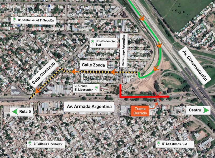 desvío de tránsito