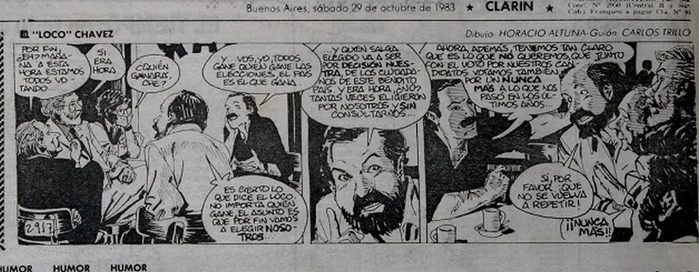 EL OBJETIVO ESPECIAL 40 AÑOS DE DEMOCRACIA EDUCAR 1983_humor_gráfico_loco_chávez