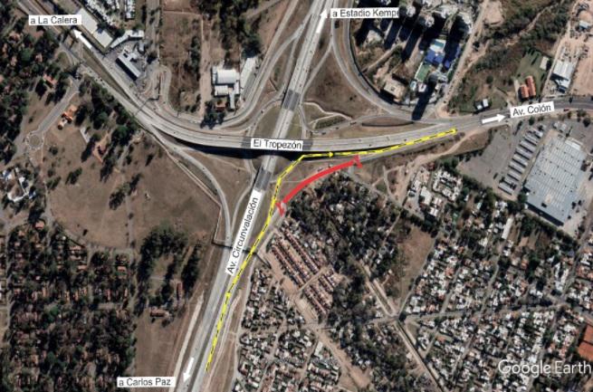 Desvio circunvalacion zona tropezon