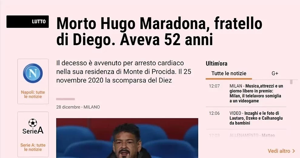 Muerte Hugo Maradona