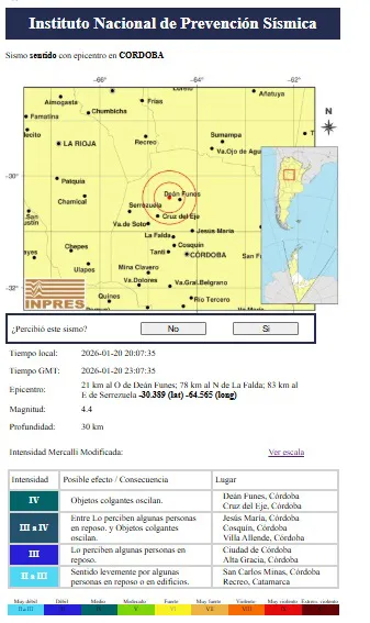 fuerte sismo en Córdoba