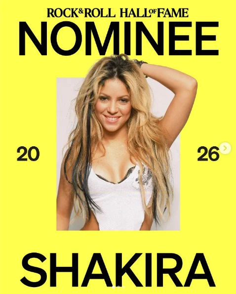 Shakira nominada al mítico Rock & Roll Hall of Fame