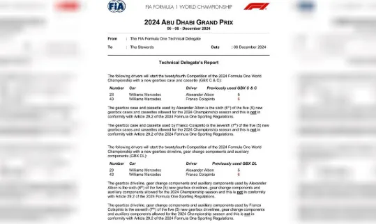 penalizado por un cambio en la caja del Williams