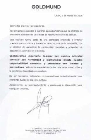 Goldmund S.A.  Concurso Preventivo