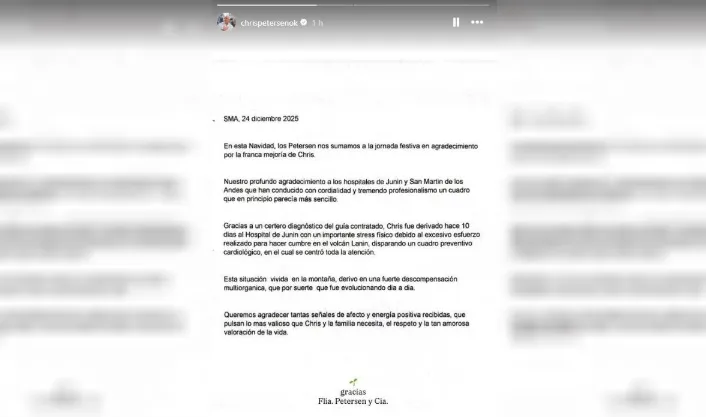 Comunicado de la familia Christian Petersen