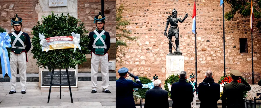 ofrenda de laureles al monumento de Jerónimo Luis de Cabrera