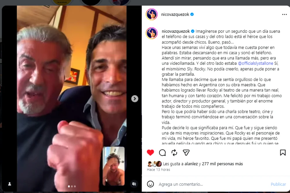 Stallone felicitó a Nico Vázquez