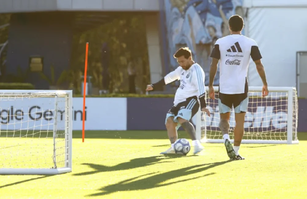 Lionel Messi en su último entrenamiento