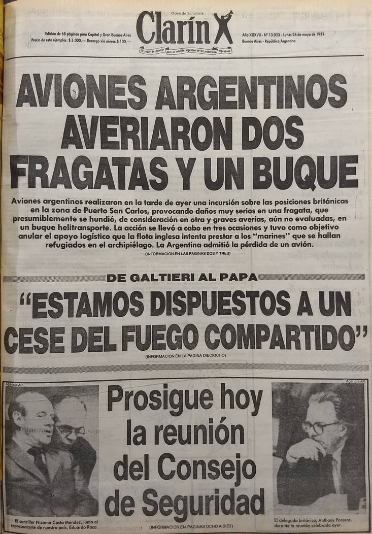 Guerra de Malvinas: 74 dÃ­as en 30 tapas de diarios