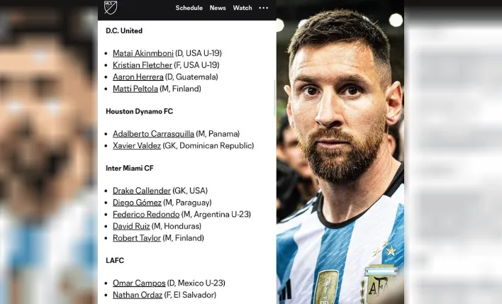 listado que brinda la MLS  messi