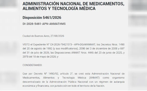 La disposición de la agencia anmat
