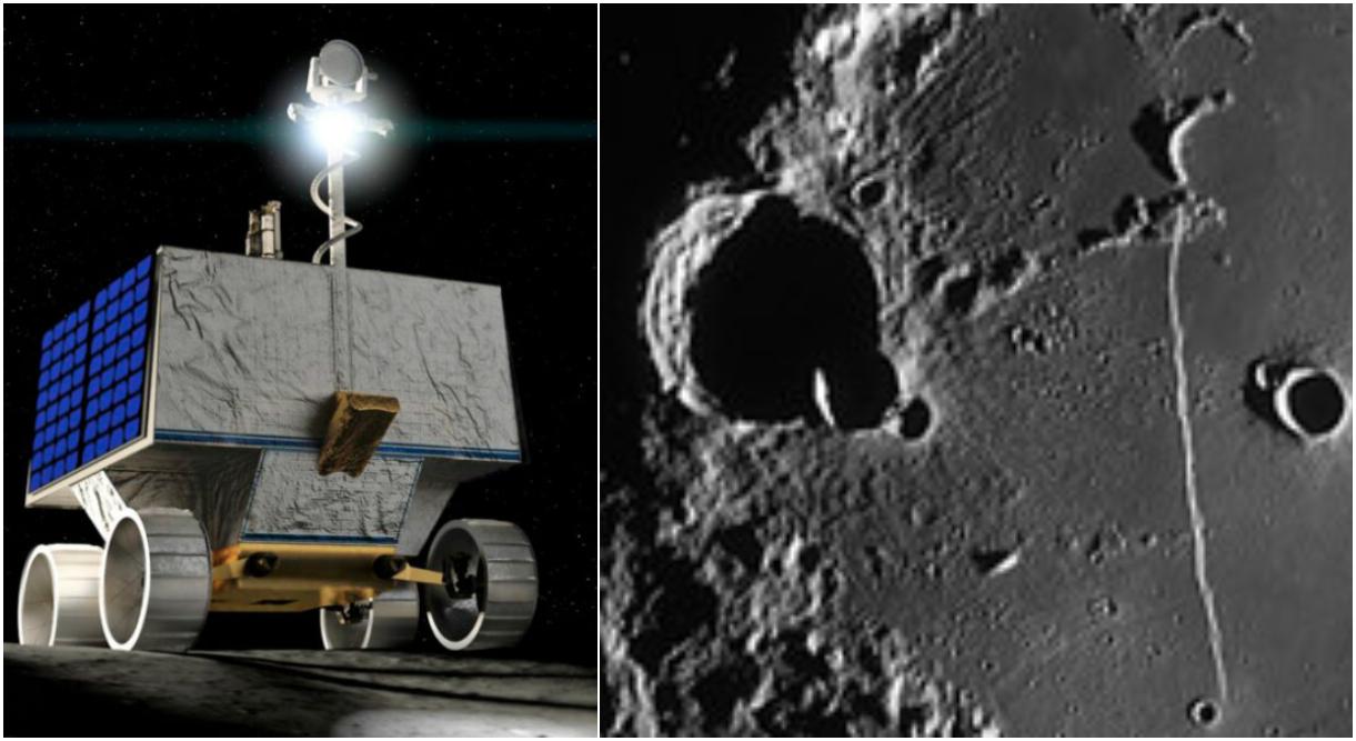 robot en la luna crateres