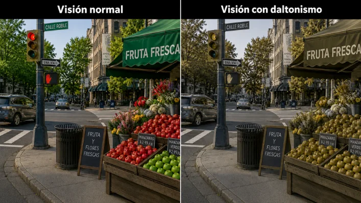 diferencias entre la visión normal y con daltonismo