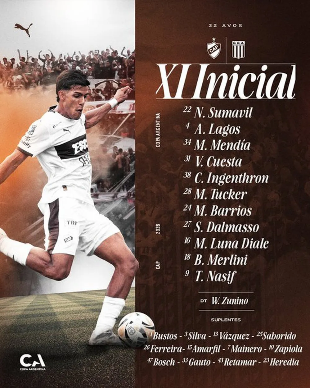 EL OBJETIVO FOTO COPA ARGENTINA PLATENSE ARGENTINO MM FORMACION X 1