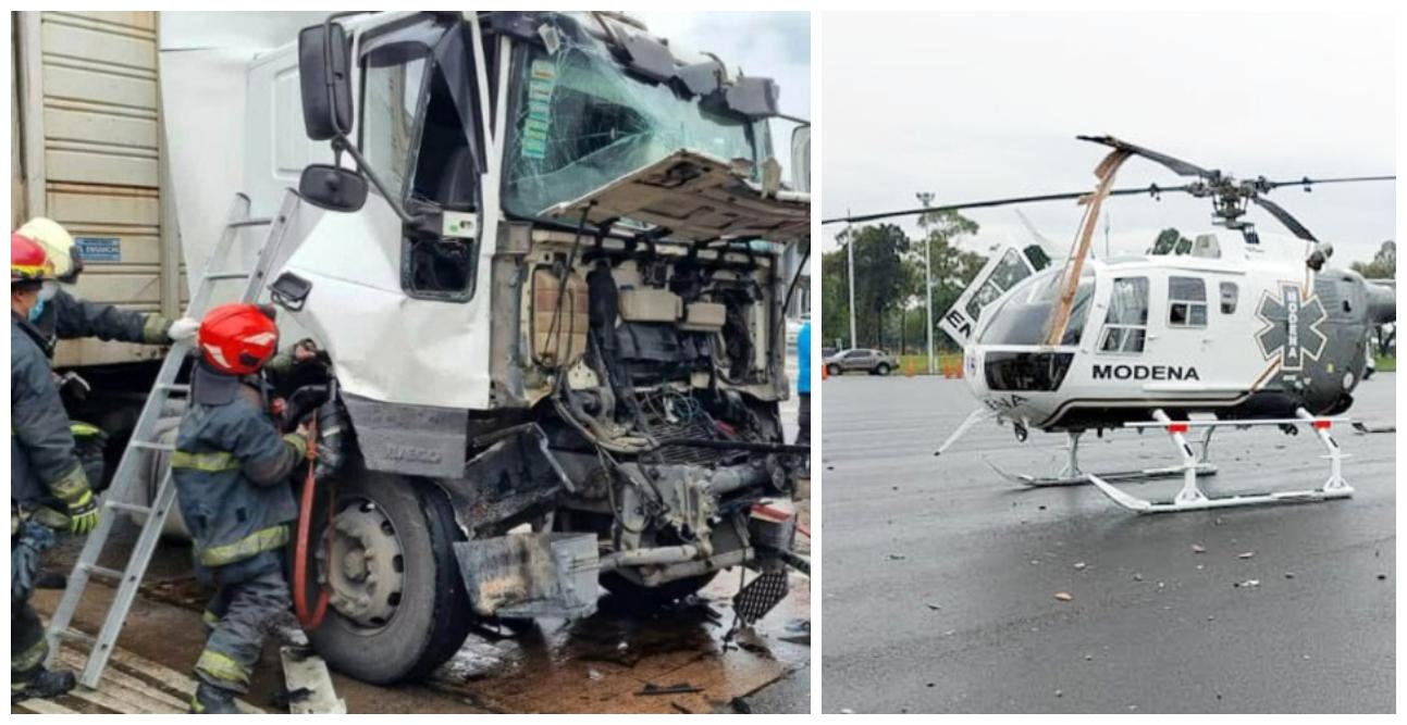choque camion y helicoptero
