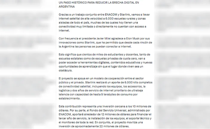 Gobierno acuerdo con Starlink 2