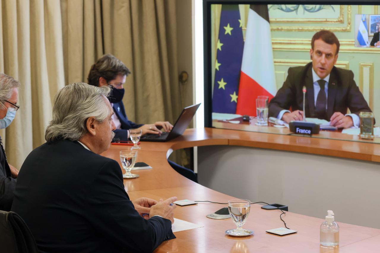 Alberto Fernández y Emmanuel Macron