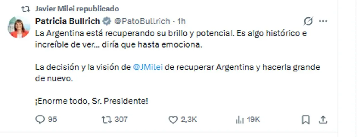 tweet de Patricia Bullrich