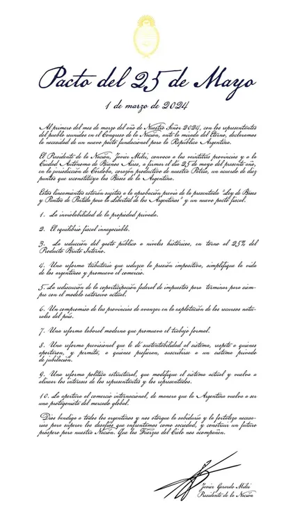 EL OBJETIVO FOTO PACTO DE MAYO MILEI