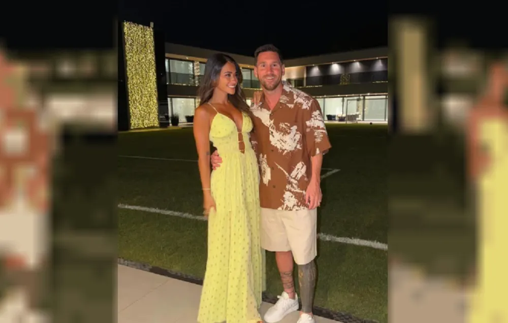 look de Messi y Antonela