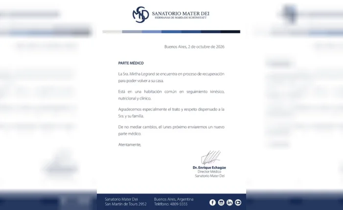 nuevo parte médico de Mirtha Legrand